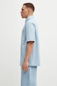 Maison Kitsuné koszula bawełniana Relaxed Short Sleeve OM00424WC5006 niebieski SS25