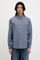 Maison Kitsuné cămașă din bumbac Fox Head Casual uni albastru OM00432WC5043