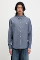 Бавовняна сорочка Maison Kitsuné Fox Head Casual гладкий блакитний OM00432WC5043