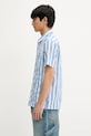 Samsoe Samsoe cotton shirt SAAVAN M25200042 blue SS25