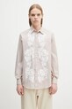 Βαμβακερό πουκάμισο Aries Lace Overprinted Poplin Shirt εμπριμέ μπεζ AR4010203