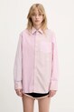 Aries koszula bawełniana Patchwork LS Shirt AR4012003 różowy SS25