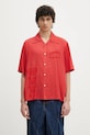 Srajca Aries Ancient Column Satin Viscose Hawaiian Shirt Casual rdeča AR4080003