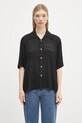 Aries shirt Ancient Column Satin Viscose Hawaiian Shirt AR4080003 black SS25