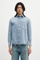 Jeans srajca Fiorucci Open Back Embroidered Denim Brez vzorca modra W02SMDSI390DN01DN01