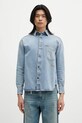 Rifľová košeľa Fiorucci Open Back Embroidered Denim bavlna modrá W02SMDSI390DN01DN01