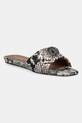 Usnjeni natikači Kurt Geiger London Kensington Flat Sandal Imitacija zrnatega usnja bež 8496139719.BROWN