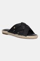 Pantofle Tommy Hilfiger SATIN ESPADRILLE MULE textilní černá FW0FW08502