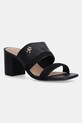 Шкіряні шльопанці Tommy Hilfiger LEATHER & SUEDE BLOCK HEEL MULE замша чорний FW0FW08530