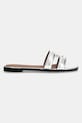 Tommy Hilfiger klapki skórzane TH LOGO STRAP METALLIC MULE FW0FW08676 srebrny SS25