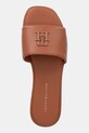 Δερμάτινες παντόφλες Tommy Hilfiger TH LOGO HARDWARE LEATHER MULE καφέ FW0FW08806