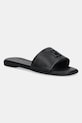 Usnjeni natikači Tommy Hilfiger TH LOGO HARDWARE LEATHER MULE Ravna črna FW0FW08806