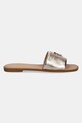 Tommy Hilfiger șlapi de piele TH LOGO HW METALLIC LEATHER MULE FW0FW08807 aur SS25