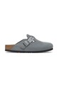 Велурени чехли Birkenstock Boston Braided равен син 1029086