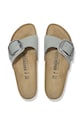 Birkenstock klapki nubukowe Madrid Big Buckle 1029293 niebieski