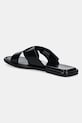 Încălțăminte Tory Burch șlapi de piele T Lock Cross Band Slide 170611.006 negru