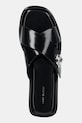 Tory Burch șlapi de piele T Lock Cross Band Slide negru 170611.006