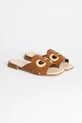 Кожаные шлепанцы Karl Lagerfeld PETALO BROOCH SLIDE KL80725.022 коричневый SS25