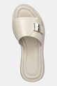 Kožené pantofle Calvin Klein FLATFORM SLIDE W/CK HW - LTH béžová HW0HW02368