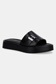 Calvin Klein klapki skórzane FLATFORM SLIDE W/CK HW - LTH pozostałe czarny HW0HW02368
