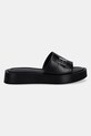 Calvin Klein klapki skórzane FLATFORM SLIDE W/CK HW - LTH HW0HW02368 czarny SS25