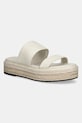 Calvin Klein klapki skórzane FLATFORM WEDGE SLIDE - HE pozostałe beżowy HW0HW02374
