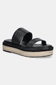 Calvin Klein klapki skórzane FLATFORM WEDGE SLIDE - HE pozostałe czarny HW0HW02374