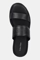 Calvin Klein klapki skórzane FLATFORM WEDGE SLIDE - HE czarny HW0HW02374