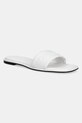 Calvin Klein papuci FLAT SLIDE - HE textil alb HW0HW02378