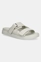 Calvin Klein klapki skórzane FLAT ADJ SLIDE EYELET płaski beżowy HW0HW02489