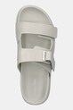 Calvin Klein klapki skórzane FLAT ADJ SLIDE EYELET beżowy HW0HW02489