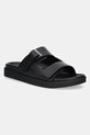 Кожаные шлепанцы Calvin Klein FLAT ADJ SLIDE EYELET венский чёрный HW0HW02489