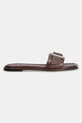 Calvin Klein klapki skórzane FLAT SLIDE W/BUCKLE - LTH HW0HW02490 brązowy SS25