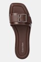 Шкіряні шльопанці Calvin Klein FLAT SLIDE W/BUCKLE - LTH коричневий HW0HW02490