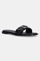 Calvin Klein slapi de piele FLAT SLIDE W/BUCKLE - LTH piele negru HW0HW02490