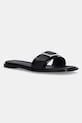 Шкіряні шльопанці Calvin Klein FLAT SLIDE W/BUCKLE - LTH віденський чорний HW0HW02490