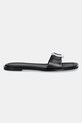 Кожаные шлепанцы Calvin Klein FLAT SLIDE W/CK HW BIG - LTH HW0HW02482 чёрный SS25