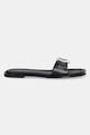 Δερμάτινες παντόφλες Calvin Klein FLAT SLIDE W/CK HW BIG - LTH HW0HW02482 μαύρο SS25