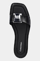 Δερμάτινες παντόφλες Calvin Klein FLAT SLIDE W/CK HW BIG - LTH μαύρο HW0HW02482