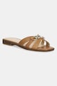 Δερμάτινες παντόφλες Guess REALLA φλατ καφέ FLJRLL.LEA19.TAN