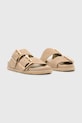 Замшеві шльопанці AllSaints Sian Sandal W035FC бежевий SS25