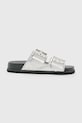 AllSaints klapki skórzane Sian Sandal syntetyczny srebrny W037FC