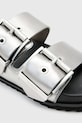 AllSaints klapki skórzane Sian Sandal srebrny W037FC