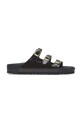 Birkenstock papuci de piele Florida D-Buckle Exq piele negru 1029385