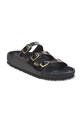 Birkenstock klapki skórzane Florida D-Buckle Exq 1029385 czarny SS25