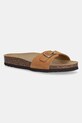 Scholl papuci din piele ESTELLE piele întoarsă maro F321561175