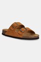 Scholl papuci din piele JOSEPHINE piele întoarsă maro F321651175