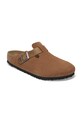Birkenstock klapki zamszowe Boston LEVE/LEOI 1029185 brązowy SS25
