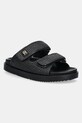 Tommy Hilfiger papuci TH DOUBLE STRAP RAFFIA SANDAL imitatie de piele negru FW0FW08940
