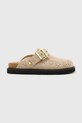 AllSaints papuci din piele Skye Mule piele întoarsă bej W046FC.SAN